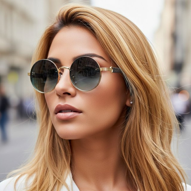 VABBON 2453 Sonnenbrille, Rund, Metall, Vollrand - Bild 1