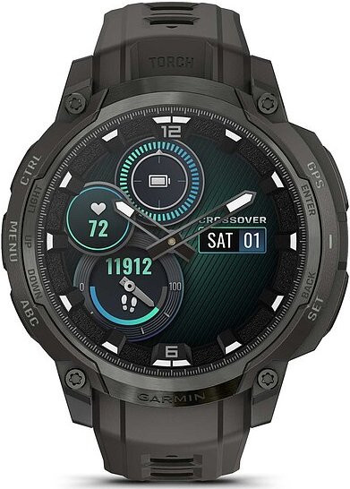 Garmin Instinct Crossover AMOLED Outdoor GPS Smartwatch mit Silikonarmband in Anthrazit - Bild 1