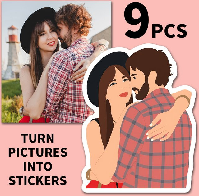 9 individuelle Fotoaufkleber in Comic-Optik für DIY Scrapbook und Bastelarbeiten, Mehrfarbig - Bild 1