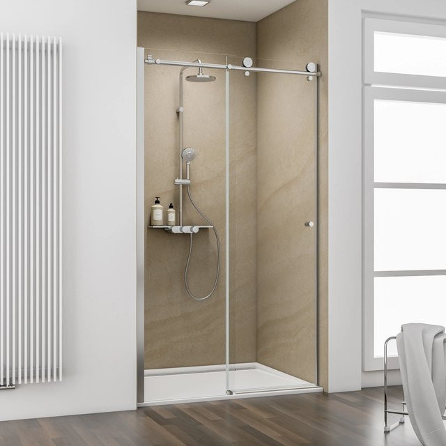 Schulte MasterClass ExpressPlus Gleittür für Nische in Chromoptik, Glas transparent, B: 120 cm, H: 200 cm - Bild 1
