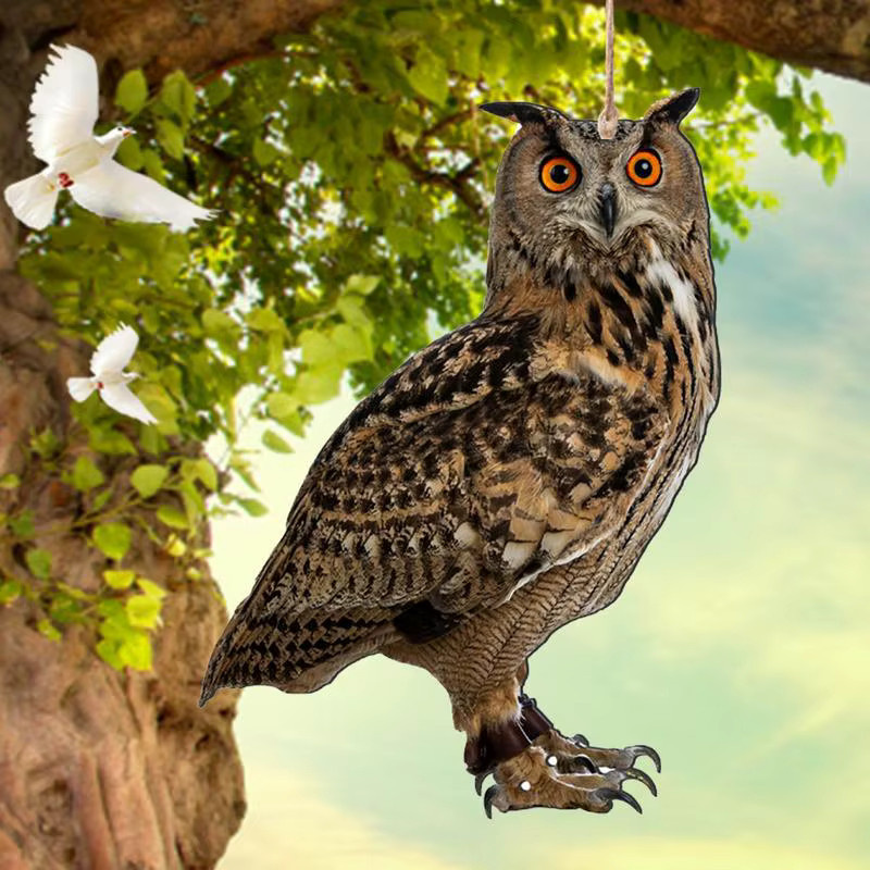 Dekorative Vogelabwehr-Vogelscheuche in Eulen-Optik aus Kunststoff, bunter Eulen-Schreck-Anhänger zur Vogelabwehr für den Obstgarten - Bild 5