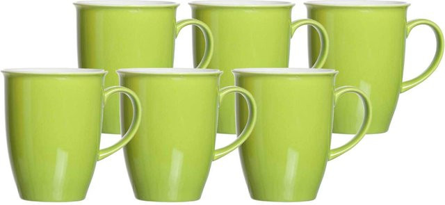Ritzenhoff & Breker Kaffeebecher Doppio aus Porzellan, Grün, 6er Set, 320 ml - Bild 1