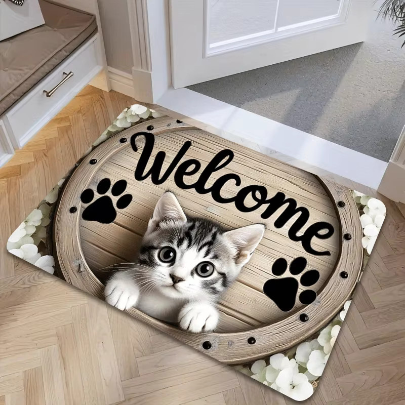 VIKAMA Fußmatte mit Katzenmuster, maschinenwaschbar, Mehrfarbig, B: 80 cm, T: 50 cm - Bild 2