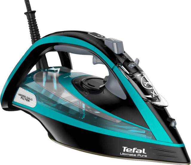 Tefal Ultimate Pure FV9844 Dampfbügeleisen mit Anti-Calc-Funktion in Schwarz, Blau und Grün mit 3200 W - Bild 1