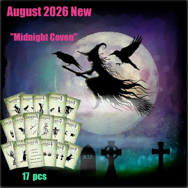 Lavinia Stamp Midnight Coven 17-teiliges Halloween-Hexen-Silhouette-Set aus transparenten Stempeln in Schwarz für Scrapbooking und DIY-Basteldekoration - Bild 1