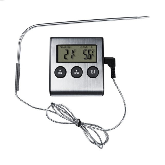 Steba AC 11 Digitales Bratenthermometer aus Edelstahl in Silber mit Timer - Bild 1