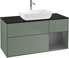 V&B Finion Waschtischunterschrank mit Wandbeleuchtung, Breite: 120 cm, Tiefe: 50,1 cm, Höhe: 50,1 cm, lackiert in Mattweiß und Mattoliv - Bild 1