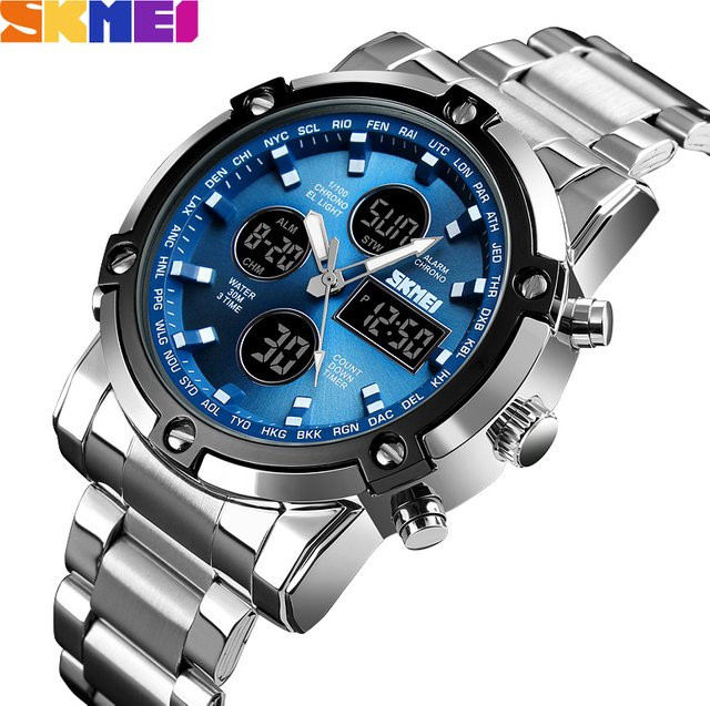 SKMEI Armbanduhr, Digitaluhr, Quarz, Edelstahl, Herren - Bild 1