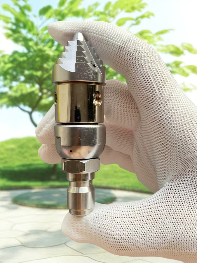 MUZHAN Kanalisations-Reinigung Düse für Hochdruckreiniger mit 3/8 Zoll Drehen Jetting Funktion in Silber, Durchflussrate 10L bis 35L/Min - Bild 4