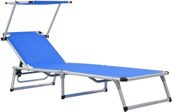 vidaXL Sonnenliege klappbar mit Sonnenschutz aus Aluminium und Textilene in Blau