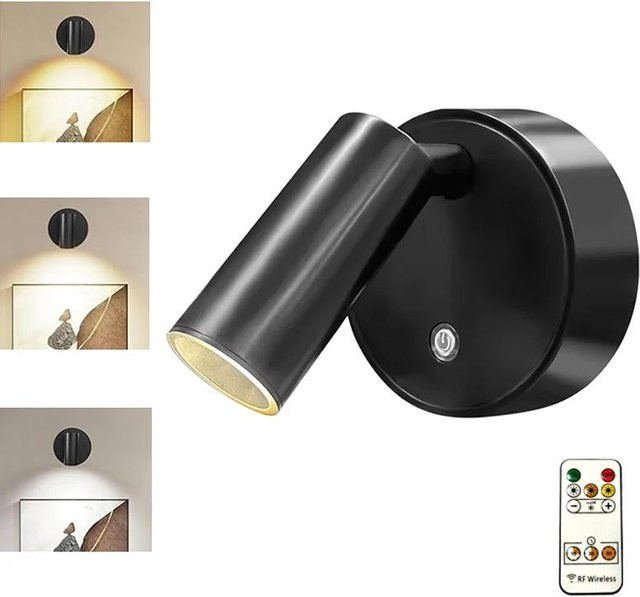 YJMP Super Lighting Dimmbares LED Wand-Nachtlicht in Schwarz mit Touch-Schalter, 360 Grad drehbar und USB-wiederaufladbar mit magnetischer Basis für Schlafzimmer und Home Office - Bild 1