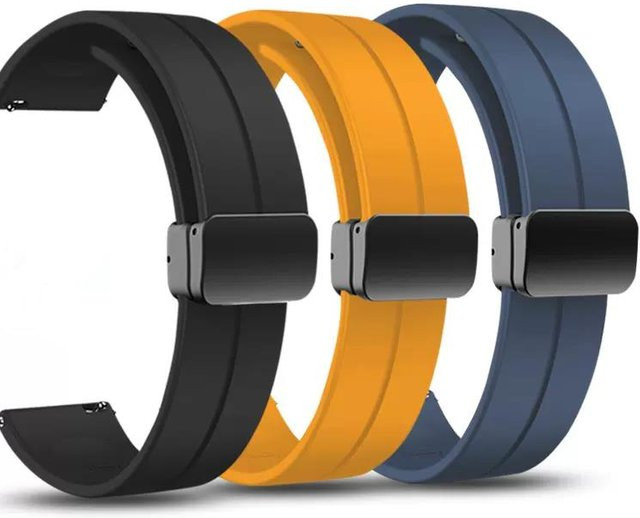 Uhrenarmband Silikon, Magnetisches Schlaufenarmband, Schwarz, Unisex - Bild 1