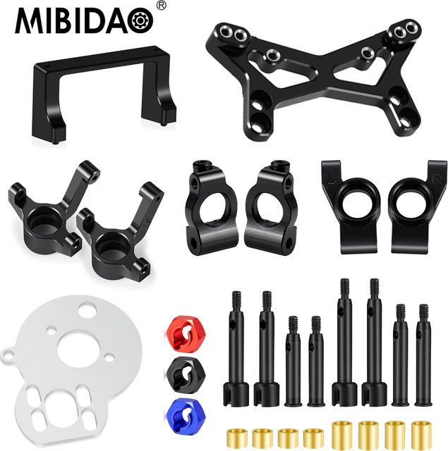 MIBIDAO Servo-/Schock-/Motormontage-Rollenblöcke, Sechskant-Adapter, Achsschenkel CVD, 1:24, Metall, Schwarz - Bild 1