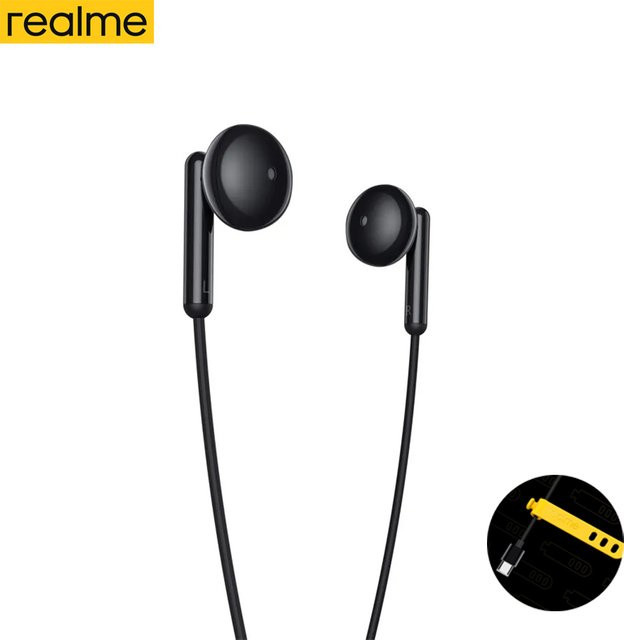 Realme Buds Classic RMA2005 Kabelgebundene Semi-in-Ear Kopfhörer mit USB-C Anschluss und HD-Mikrofon in Schwarz oder Weiß - Bild 1