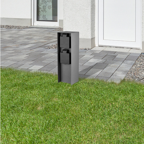 CASAYA Steckdosensäule aus Edelstahl in Anthrazit und Grau, 230V - Bild 2