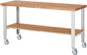 Rau Fahrbare Werkbank 7000-7 höhenverstellbar in Grau und Braun, B: 200 cm, T: 70 cm, H: 95-100 cm - Bild 1