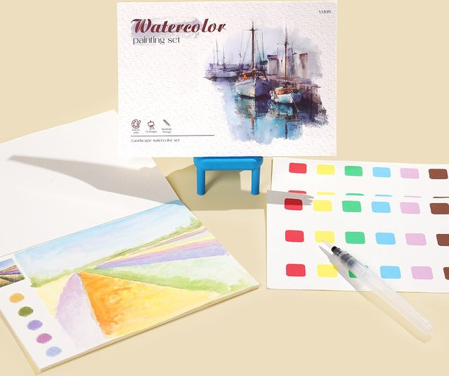 Bview Art Aquarell-Malbuch für Erwachsene mit Landschafts-Motiven und Farben in Multicolour - Bild 1