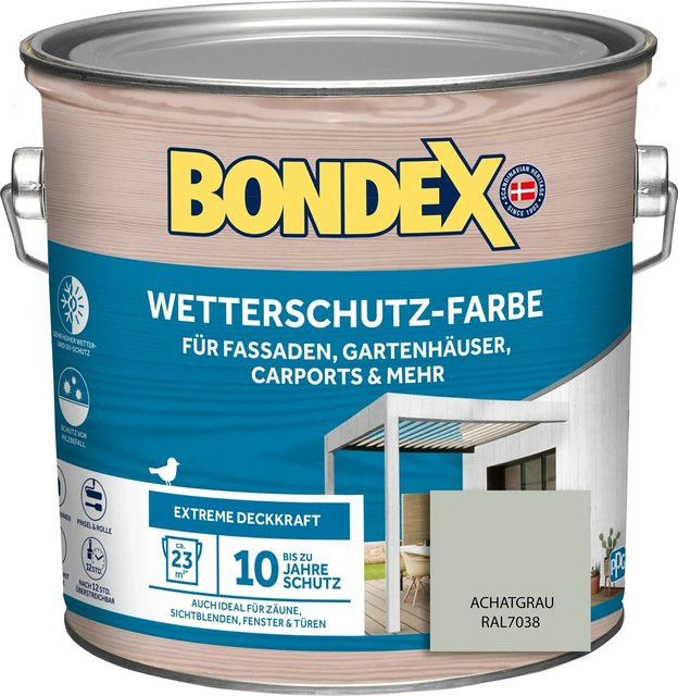 Bondex Wetterschutz-Farbe für Holz in Achatgrau RAL 7038, 2,5 l - Bild 1