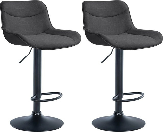 DELUKE Barhocker 2er Set TAMPA Dunkelgrau und Schwarz, moderne Barstühle mit Lehne und 360 Grad Drehsitz aus Stoff und Metall - Bild 1