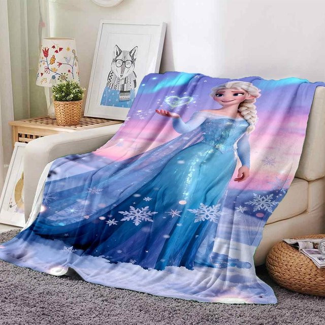 Yi Xin One Elsa Frozen Flanell-Kuscheldecke für Kinder, grau und blau, B/B: 80 x 120 cm - Bild 1