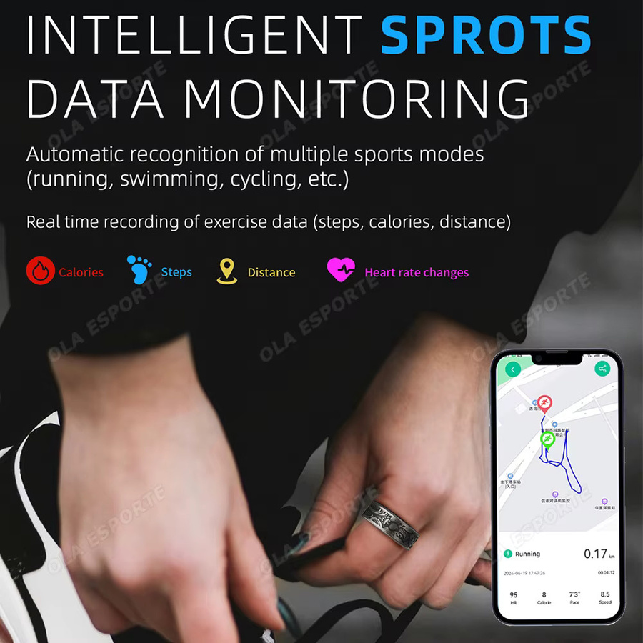 Ola Esporte Smartring in Schwarz mit Schlaf- und Gesundheitsüberwachung sowie Fitness-Schrittzähler und wasserfester Technologie - Bild 4