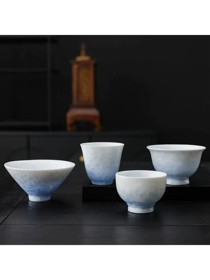 Keramische Kung-Fu-Teetasse aus glasiertem Kristall in Blau - Bild 2
