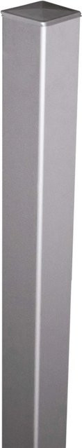 GroJa Zaunpfosten aus Aluminium Eloxiert in Silber, quadratisch, zum Aufdübeln, B/T/H: 6 x 6 x 190 cm - Bild 1