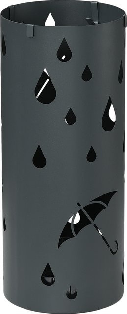 HOMCOM Schirmständer aus verzinktem Stahl mit 4 Haken und abnehmbarer Tropfschale in Dunkelgrau, Durchmesser: 17 cm, Höhe: 41 cm - Bild 1