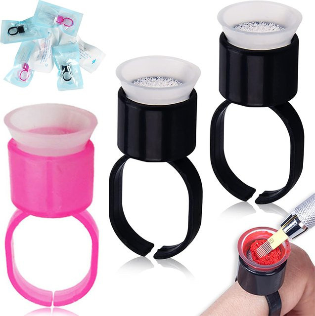 JUN.M Tattoo Ink Ring Tassen mit Schwamm, 50/100 Stück - Bild 1
