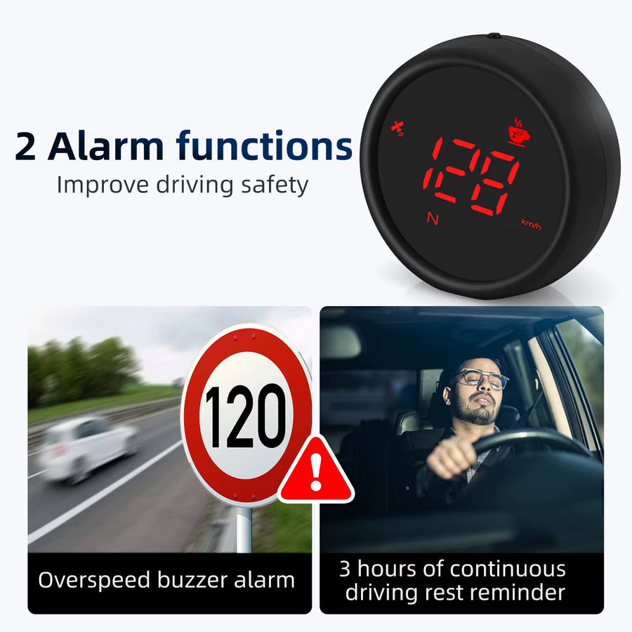 RYSJM Universal ADAS GPS Tachoanzeige mit Smart HUD Display, Digitales Auto-Display für Übergeschwindigkeit und Müdigkeitswarnung, Schwarz - Bild 4