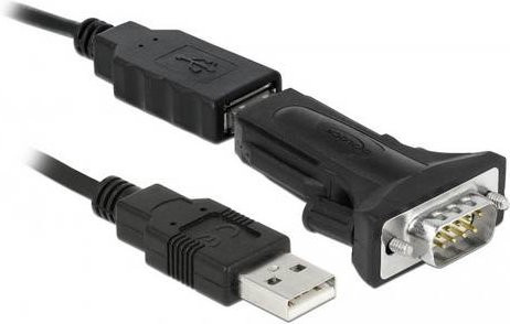 Delock USB 2.0 auf Seriell Adapter in Schwarz, 1x USB-A auf 9-polige serielle Schnittstelle, Länge: 0,8 m - Bild 1
