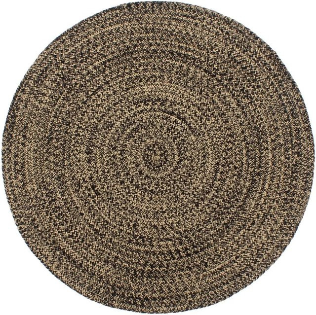 Handgefertigter vidaXL Teppich aus Jute und Baumwolle in Schwarz und Braun, Durchmesser: 210 cm - Bild 1