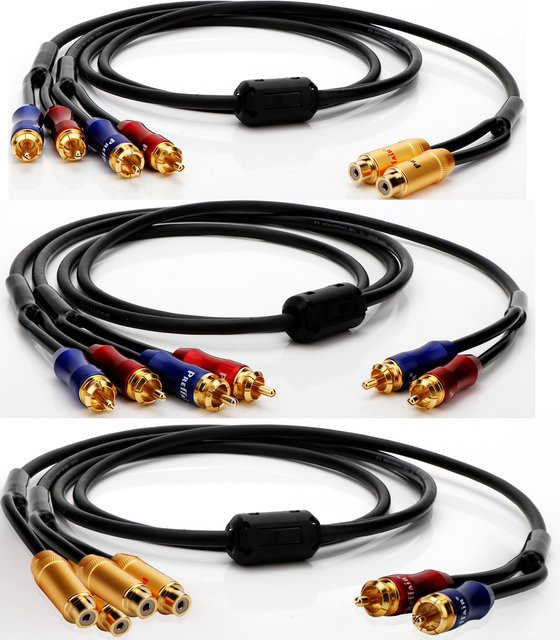 Preffair RCA Splitter Audiokabel 2 RCA auf 4 RCA in Schwarz für Lautsprecher und Subwoofer - Bild 1