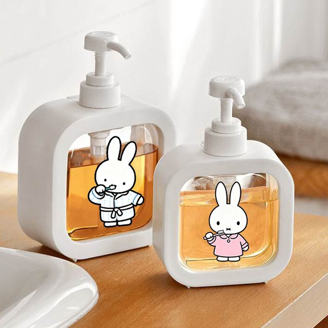 Bandai Miffy Seifenspender transparent, nachfüllbare Flasche für Duschgel und Waschmittel, 300 ml - Bild 1