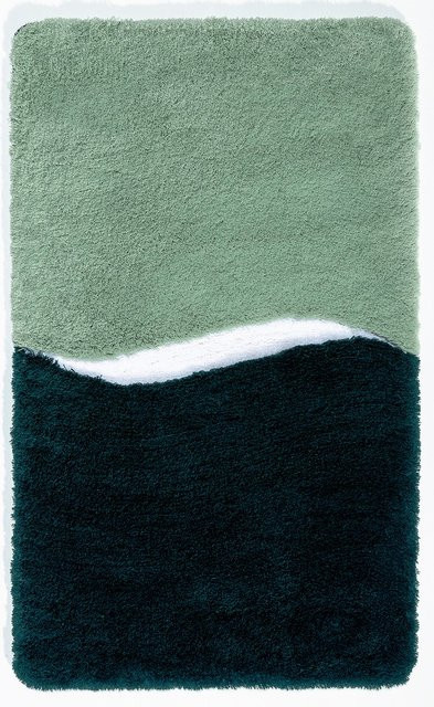 Badematte SALENTO mit grafischem Design in Türkis und Grün, rechteckig, B/T: 50 x 60 cm - Bild 1