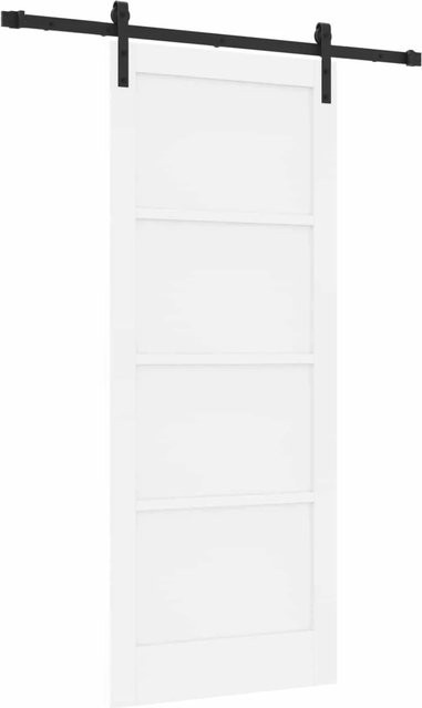 vidaXL Schiebetür aus massivem Kiefernholz in Weiß, modern und lackiert, B/H: 83 x 202 cm - Bild 1