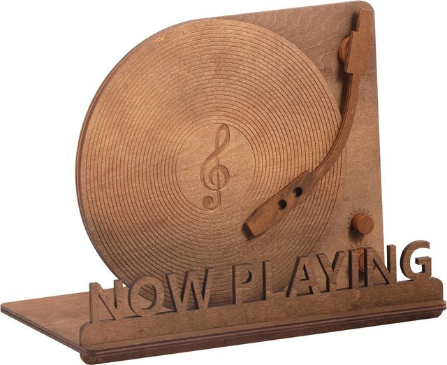 Willstar Retro-Schallplattenständer aus Holz in Braun für Vinyl-Platten - Bild 1