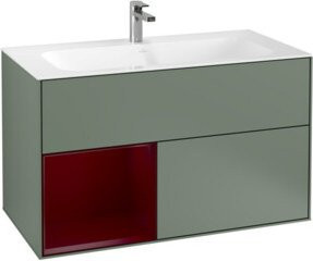 V&B Waschtischunterschrank Finion mit Regal links in Olive Matt Lacquer, B/T/H: 59,1 x 49,8 x 59,1 cm - Bild 1