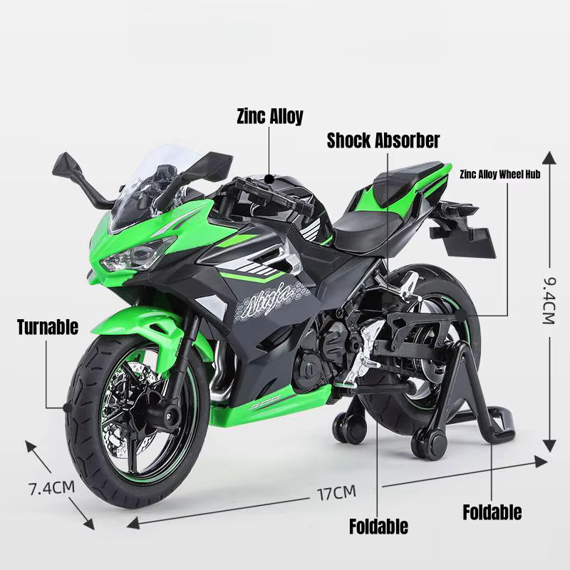 MAKEDA KAWASAKI Ninja 400 Spielzeugmotorrad Miniatur-Druckguss-Metallmodell 1:12 - Bild 2