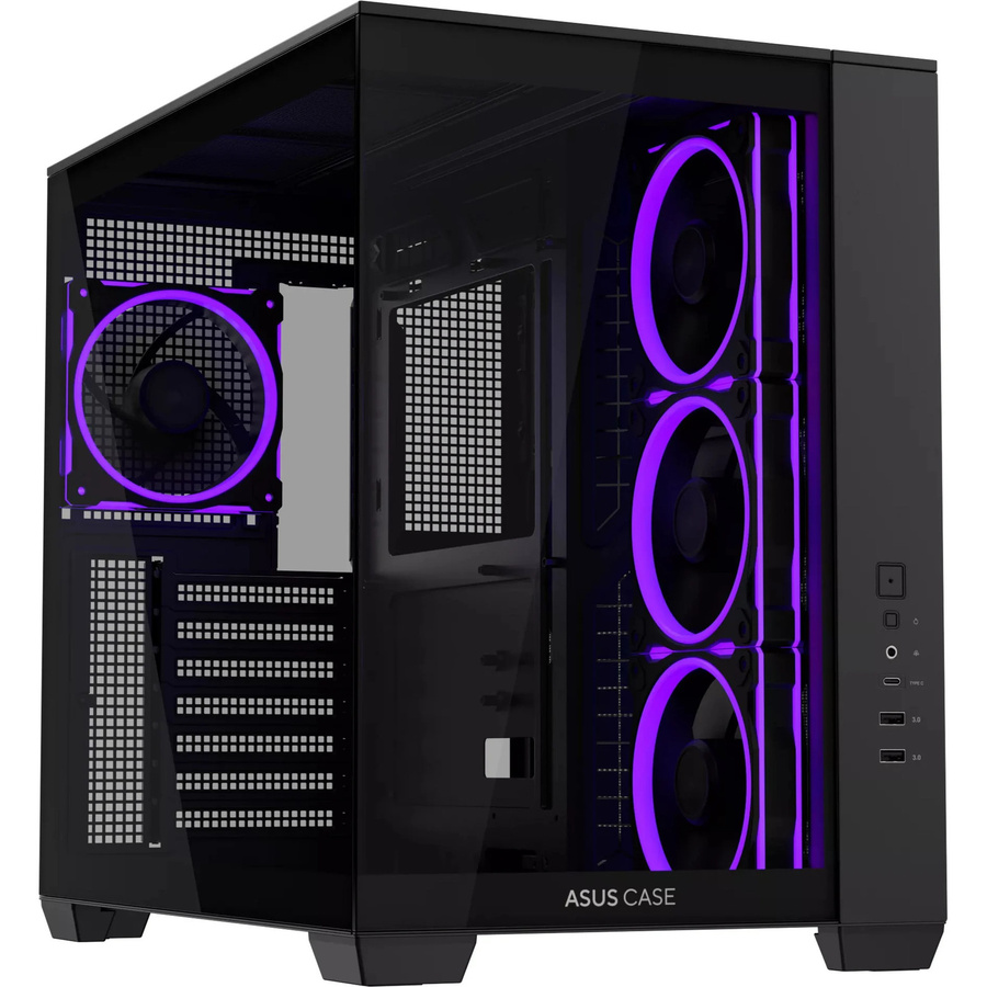 Asus A32 PLUS ARGB Tower-Gehäuse in Schwarz mit USB-C und USB-A Anschlüssen - Bild 1