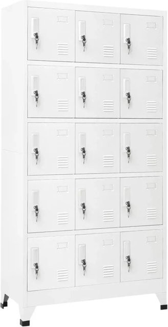 vidaXL Schließfachschrank aus Stahl in Hellgrau mit Schloss für Büro und Schule, B/T/H: 90 x 40 x 180 cm - Bild 1