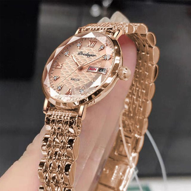 POEDAGAR Armbanduhr Edelstahl, Roségold, Analoguhr, Damen - Bild 1