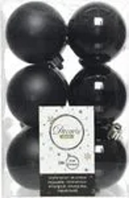 Kaemingk Weihnachtsbaumkugeln Bruchfest Schwarz Glanz und Matt, 12 Stück, Durchmesser: 6 cm - Bild 1