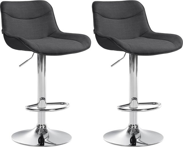 2er Set Barhocker Vonore aus Stoff mit Lehne, höhenverstellbar und 360 Grad drehbar mit Fußstütze und Metallgestell - Bild 1