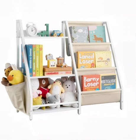 VEVOR Kinderbücherregal mit 3 Ebenen und Spielzeugaufbewahrung in Weiß, B/T/H: 85,0 x 30,0 x 75,5 cm - Bild 1