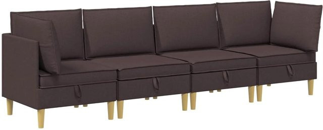 vidaXL Wohnzimmergarnitur modern aus Stoff in Dunkelbraun mit Ecksofas, Mittelsofas und Kissen - Bild 1