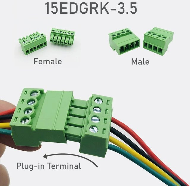 E-SIMPO 10 Paar Antennen-Butt-Schweißen Typ 15EDGRK 3,5mm PCB Schraubterminal Stecker und Buchse in Grün - Bild 1