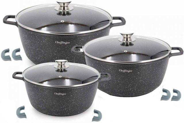 Cheffinger 6-tlg. Kochtopfset Non-Stick in Grau für Induktion - Bild 1