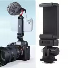 SZKOSTON Universal Telefon Stativ Halterung mit Kaltschuh Halterung in Schwarz für iPhone, Samsung und DSLR Kameras von Canon, Nikon oder Sony - Bild 1
