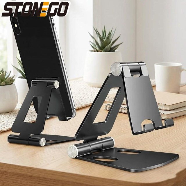 STONEGO Faltbarer Handyhalter aus Metall für Smartphone und Tablet in Gold - Bild 1